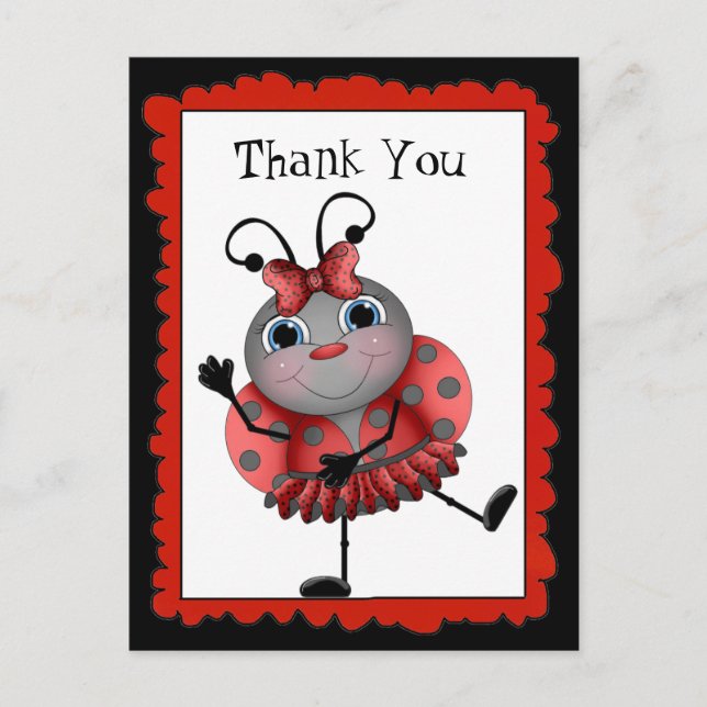 Dancing Ladybug thank you postcard (Front)