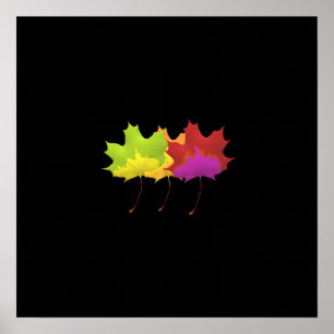 DANCING LEAF DESIGN ON BLACK POSTER