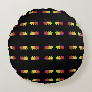DANCING LEAF DESIGN ON BLACK ROUND CUSHION