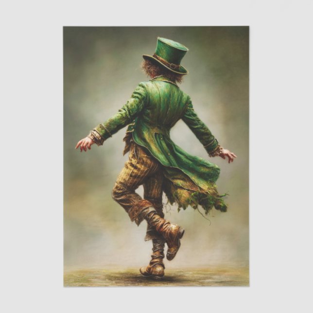 Dancing Leprechaun Irish Portrait FD6L Decoupage Tissue Paper (Front)