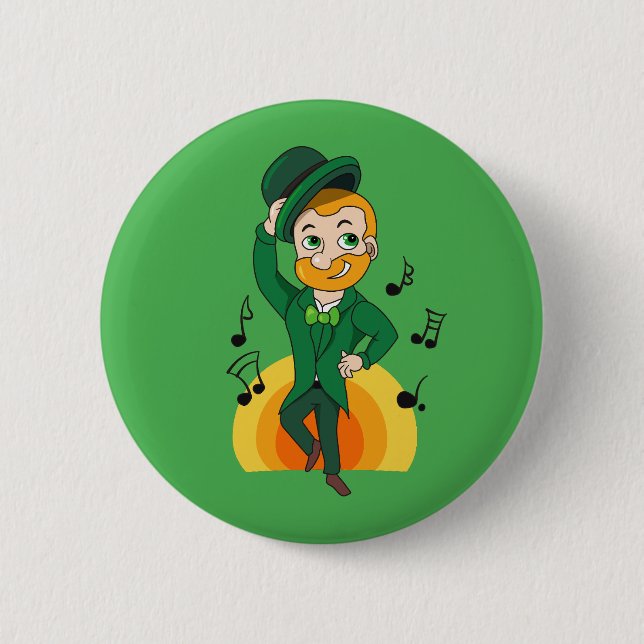 Dancing leprechaun, St. Patrick's Day cartoon  6 Cm Round Badge (Front)