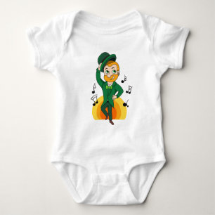 Dancing leprechaun, St. Patrick's Day cartoon Baby Bodysuit