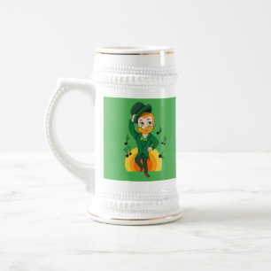 Dancing leprechaun, St. Patrick's Day cartoon  Beer Stein