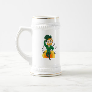 Dancing leprechaun, St. Patrick's Day cartoon  Beer Stein