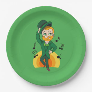 Dancing leprechaun, St. Patrick's Day cartoon Paper Plate
