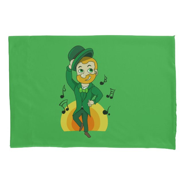 Dancing leprechaun, St. Patrick's Day cartoon  Pillowcase (Front)