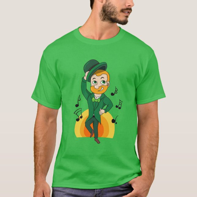 Dancing leprechaun, St. Patrick's Day cartoon  T-Shirt (Front)