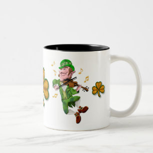 Dancing Leprechauun Two-Tone Coffee Mug