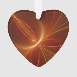 Dancing Light Modern Abstract Fractal Art Heart Ornament