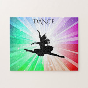 Dancing lights puzzle with beautiful dancer.