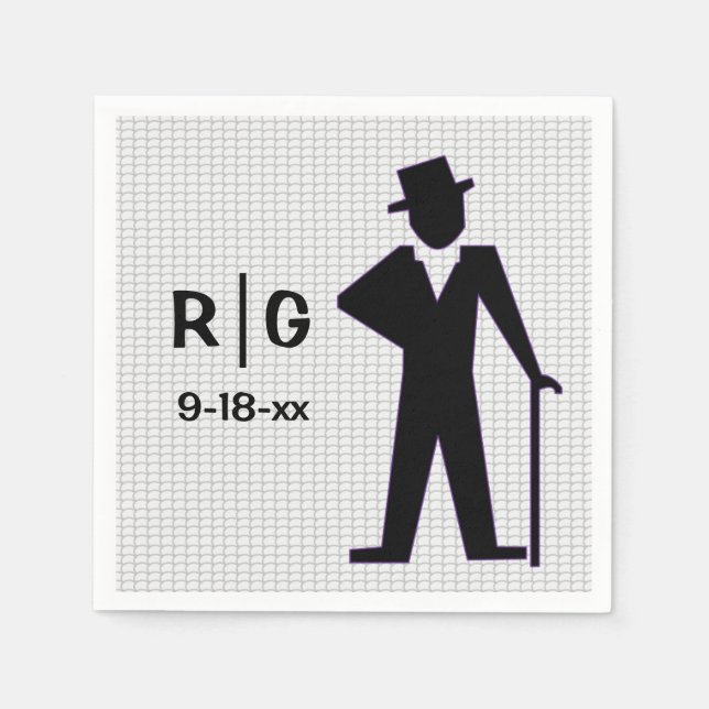 Dancing Man Silhouette Top Hat & Cane Custom Napkin (Front)