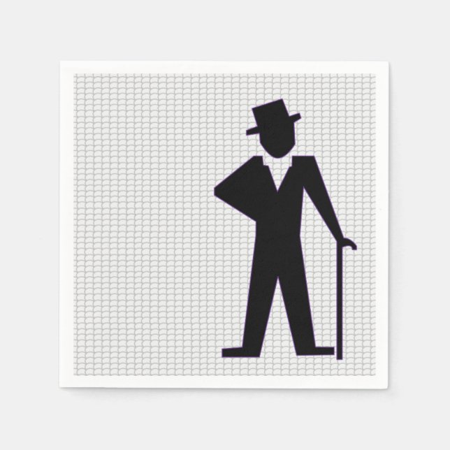 Dancing Man Silhouette with Top Hat and Cane Paper Napkin (Front)