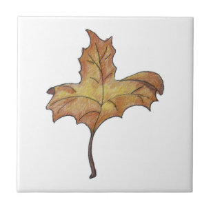 Dancing Maple Leaf Yellow Tile