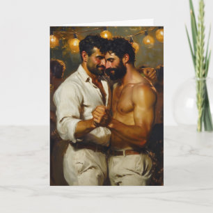 Dancing Men Under String Lights Card