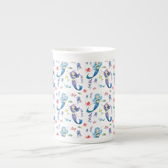 Dancing mermaids bone china mug (Front)