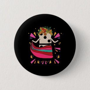 Dancing Mexican Train Domino Tile Flowers Funny Ga 6 Cm Round Badge