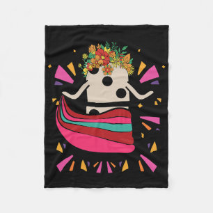 Dancing Mexican Train Domino Tile Flowers Funny Ga Fleece Blanket
