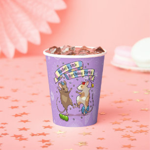 Dancing Mice Add The Name Happy Birthday Party Paper Cups