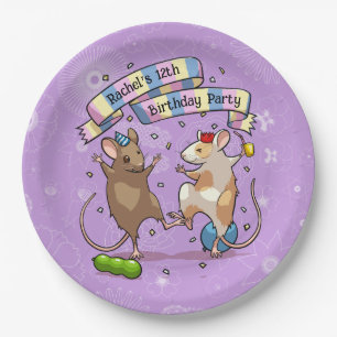 Dancing Mice Add The Name Happy Birthday Party Paper Plate