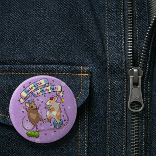 Dancing Mice Name & Age Happy Birthday Party 6 Cm Round Badge