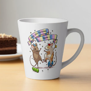Dancing Mice Name & Age Happy Birthday Party Latte Mug
