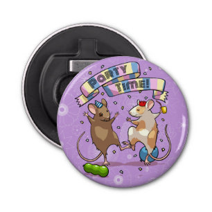 Dancing Mice Party Time Banner Confetti & Balloons Bottle Opener