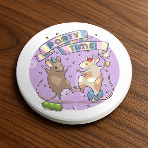 Dancing Mice Party Time Banner Confetti & Balloons Coaster