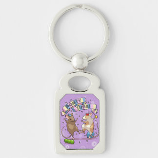Dancing Mice Party Time Banner Confetti & Balloons Key Ring