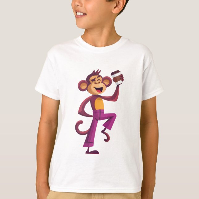 “Dancing Monkey with Coffee” T-shirt (Front)