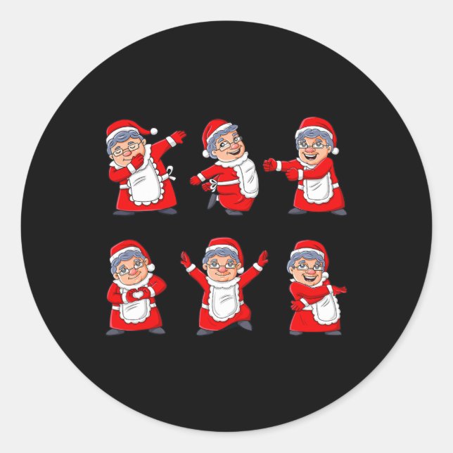 Dancing Mrs Claus Dance Challenge Boys Girls Kids  Classic Round Sticker (Front)