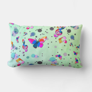 Dancing Music of Colors on Green Lumbar Cushion