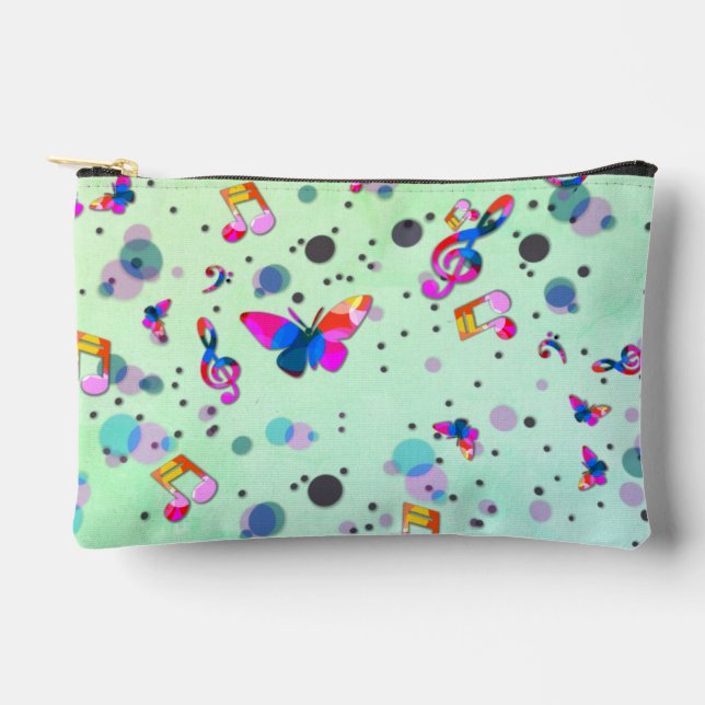 Dancing Music of Colours on Green Accessory Pouch (Front)