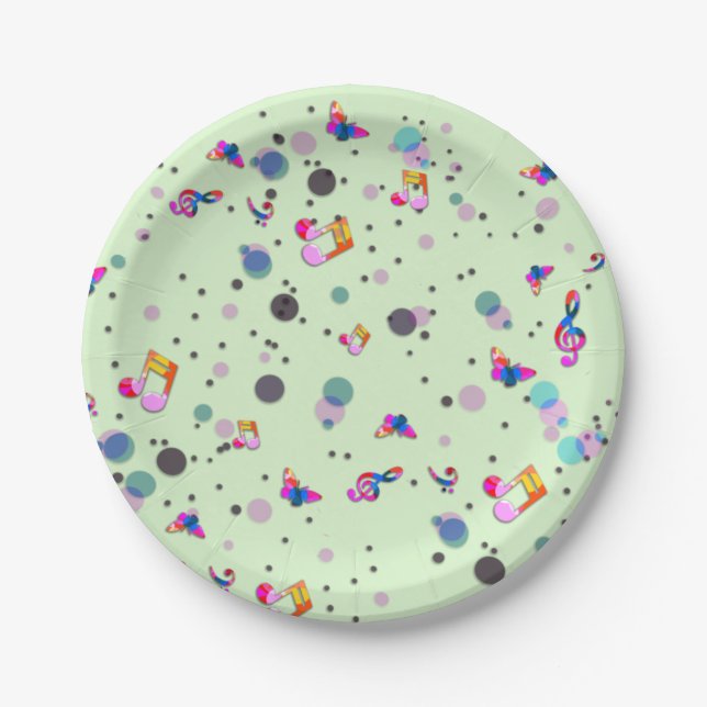 Dancing Music of Colours on Green Paper Plate (Front)