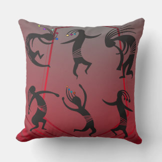 Dancing Native American Kokopelli Throw Pillow