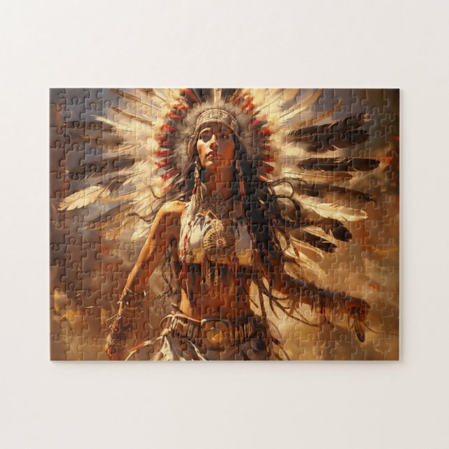Dancing Native American Woman in Headdress Jigsaw Puzzle (Horizontal)