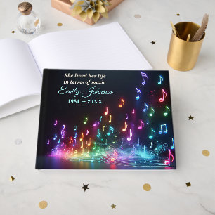 Dancing Neon Musical Notes for Memorial Service Guest Book