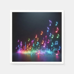 Dancing Neon Musical Notes  Napkin