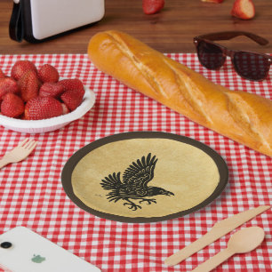 Dancing Norse Raven Paper Plate