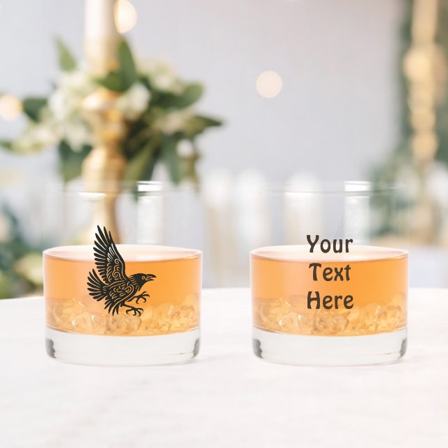 Dancing Norse Raven Whiskey Glass (Insitu (Wedding))