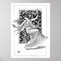 Dancing Nymph - Black and White Vintage Art
