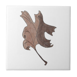 Dancing Oak Leaf Brown Tile