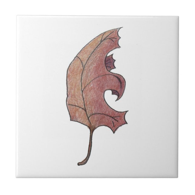 Dancing Oak Leaf Faded Brown Tile (Front)