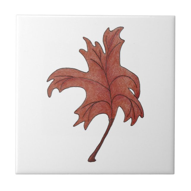 Dancing Oak Leaf Red Tile (Front)