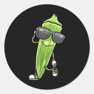 Dancing Okra With Sungles Okras  Classic Round Sticker