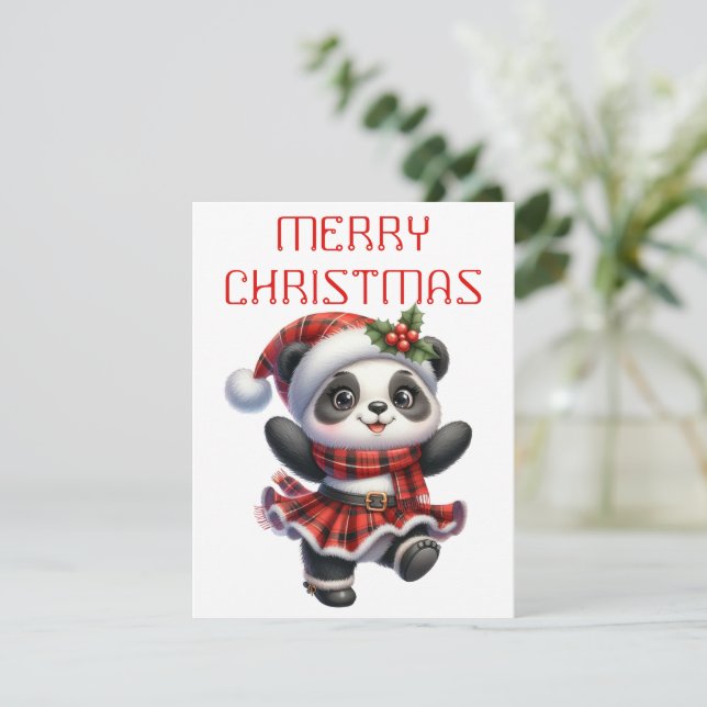 Dancing Panda Cub - Christmas Card (Standing Front)