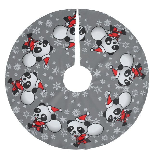 Dancing Pandas Brushed Polyester Tree Skirt (Front)