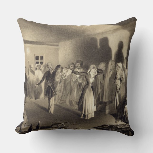 Dancing Party at Kagha-Choura, Dagestan, plate 55 Cushion (Front)