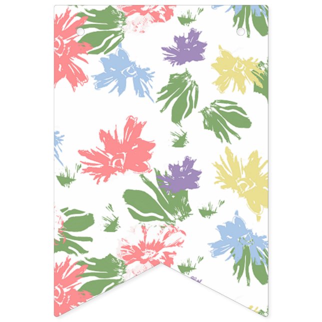 Dancing Pastel Flowers Bunting (First Flag)