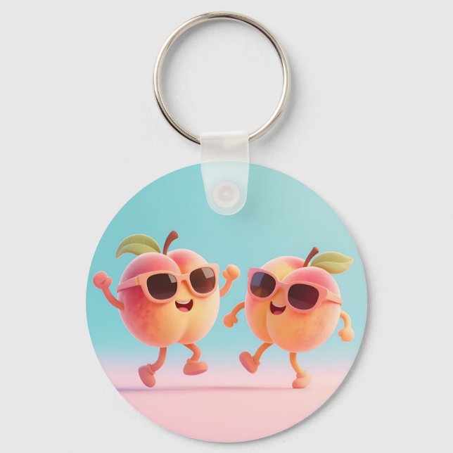 Dancing Peaches Sunglasses Key Ring (Front)
