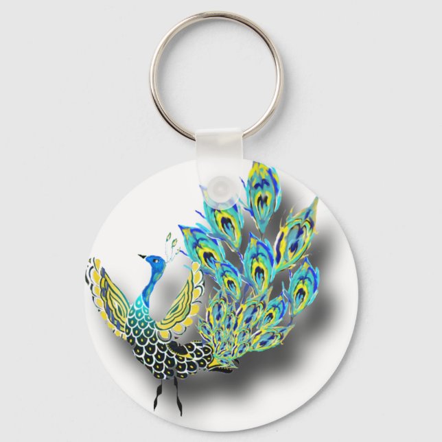 Dancing Peacock Key Ring (Front)